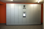 Electronic Package Lockers in Silver Speck Powder Coat Finish