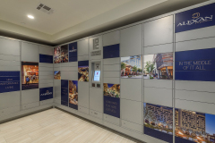 L-shaped package lockers