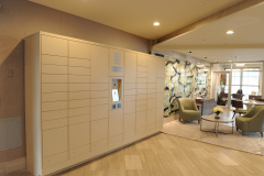Automated package locker in lobby