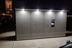 Outdoor Package Locker at Night with LED Light Awning