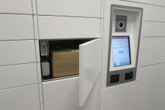 Open Package Locker Compartment with Parcel