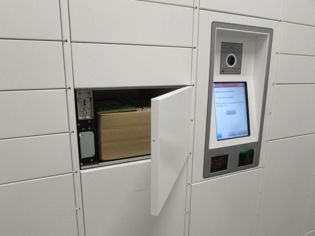 Open Apartment Locker Showing Package